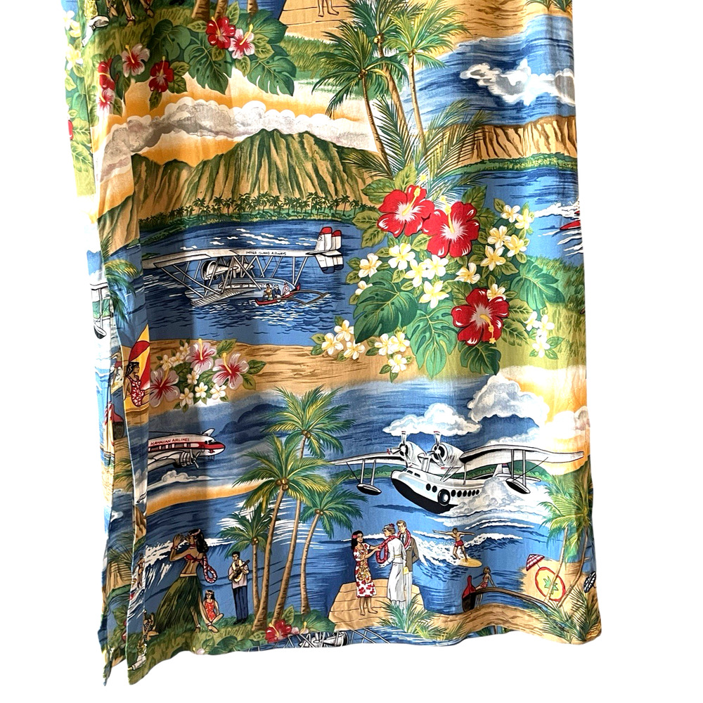 REYN SPOONER Women’s Size Medium Blue Classic Hawaiian Print VTG Maxi Dress USA - Picture 4 of 10